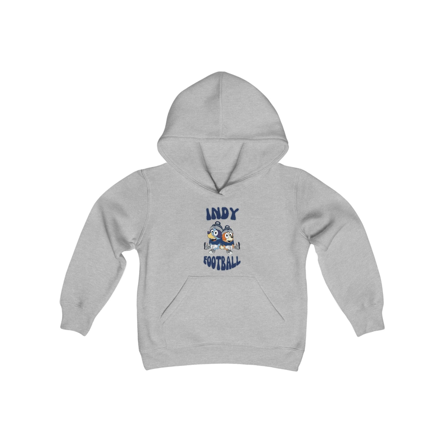 Youth Bluey & Bingo Design Colts Football - Inspired Heavy Blend Hooded Sweatshirt