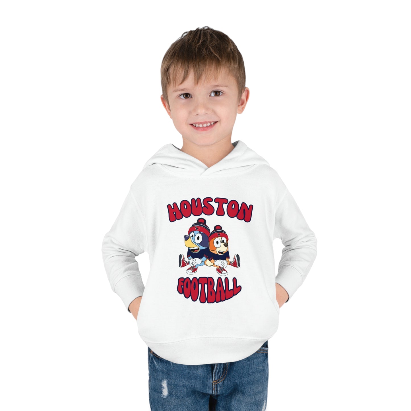 Toddler Bluey & Bingo Design Texans Football - Inspired Pullover Fleece Hoodie