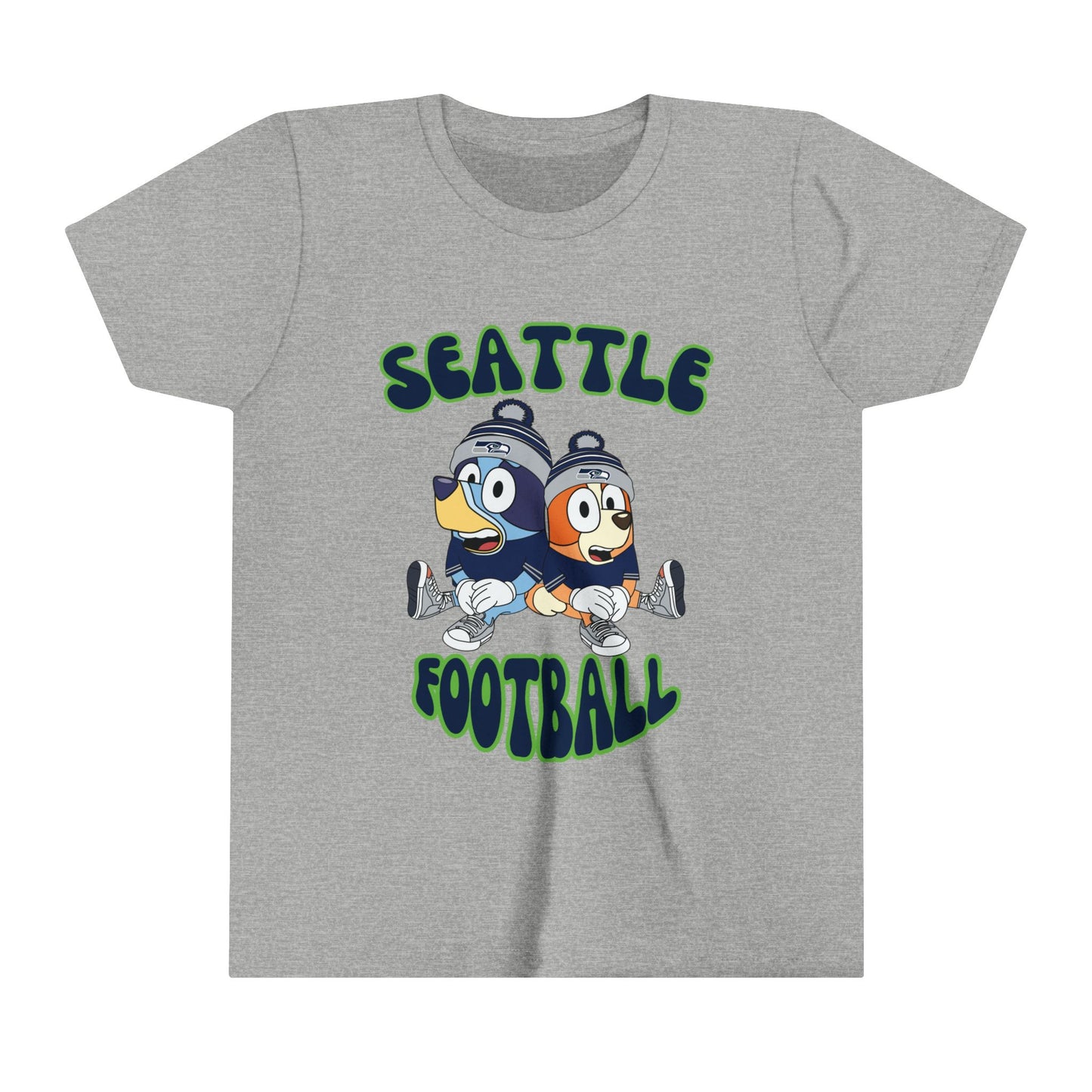 Youth Bluey & Bingo Design Seahawks Football - Inspired T-Shirt