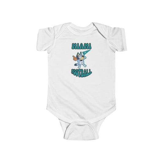 Infant Bluey Design Miami Dolphins Football -Inspired Bodysuit