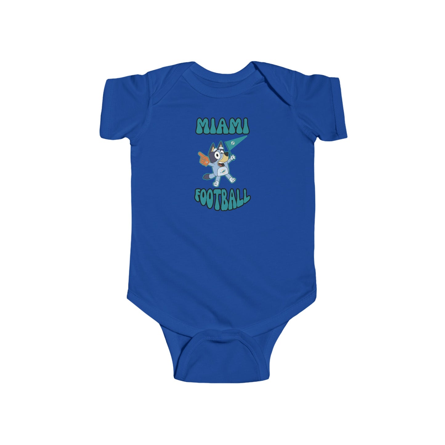 Infant Bluey Design Miami Dolphins Football -Inspired Bodysuit