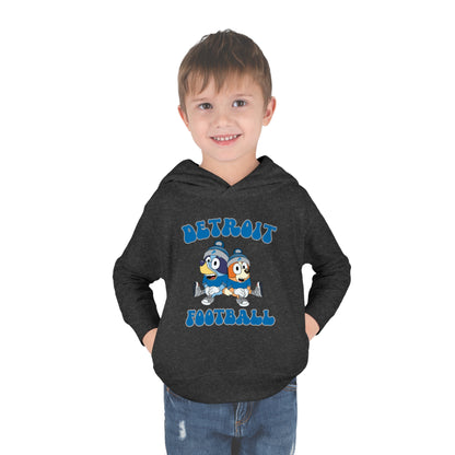 Toddler Bluey & Bingo Design Detroit Lions Football - Inspired Pullover Fleece Hoodie