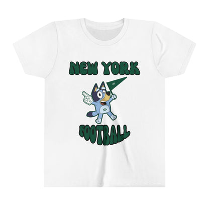 Youth Bluey Design New York Jets Football -Inspired T-Shirt