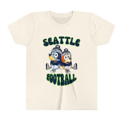 Youth Bluey & Bingo Design Seahawks Football - Inspired T-Shirt