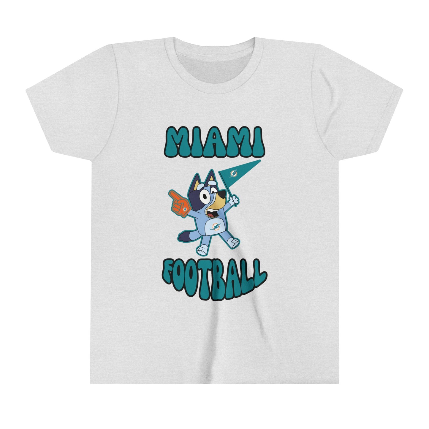 Youth Bluey Design Miami Dolphins Football -Inspired T-Shirt