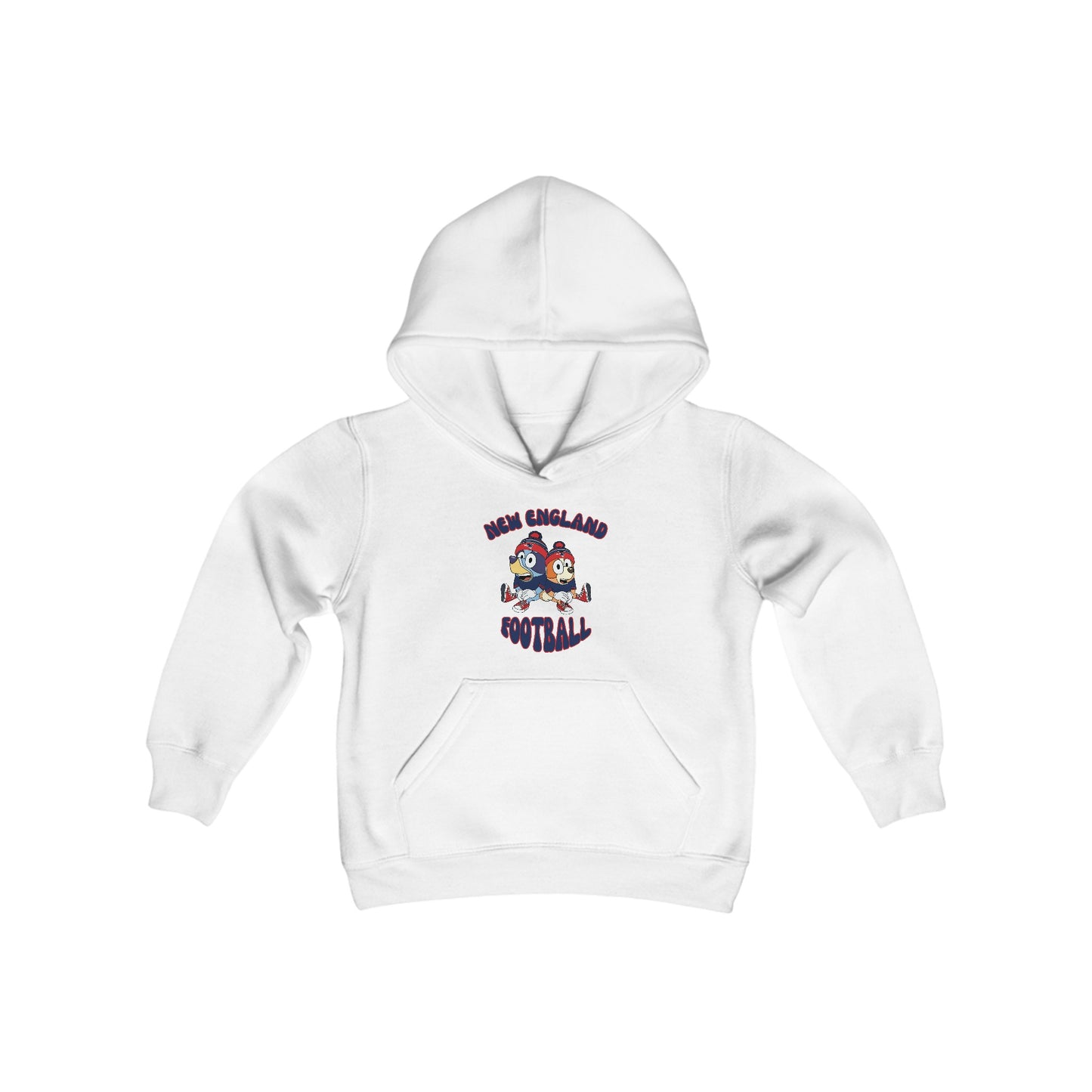 Youth Bluey & Bingo Design Patriots Football - Inspired Heavy Blend Hooded Sweatshirt