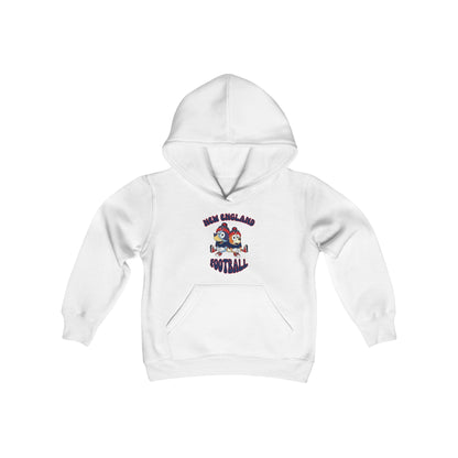 Youth Bluey & Bingo Design Patriots Football - Inspired Heavy Blend Hooded Sweatshirt