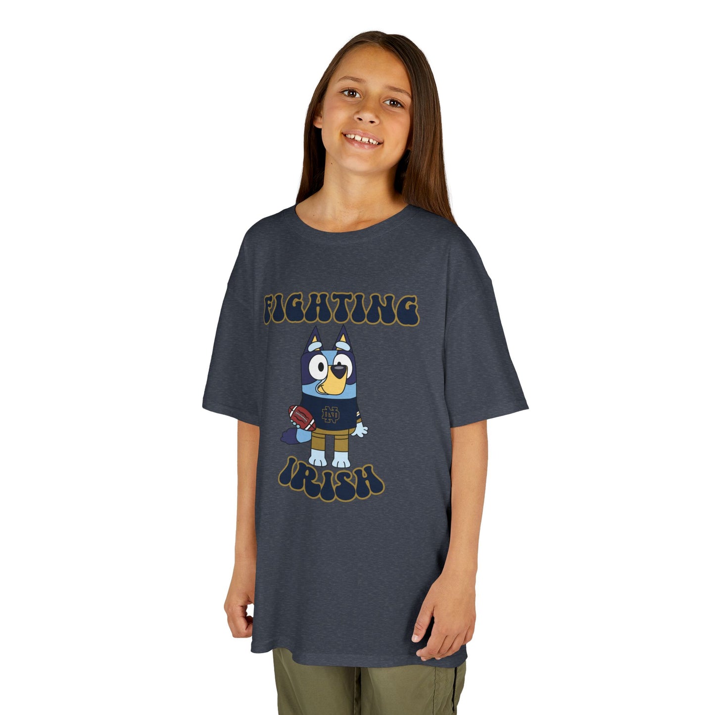 Bluey Fighting Irish Design College Football Youth Tee