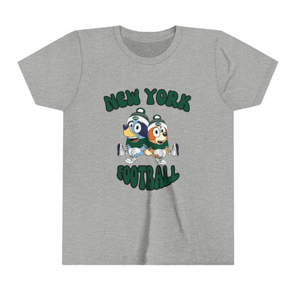 Youth Bluey & Bingo Design New York Jets Football - Inspired T-Shirt