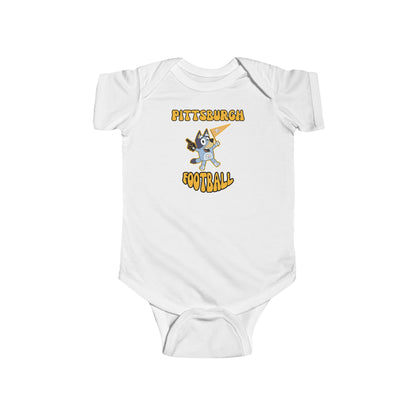 Infant Bluey Design Pittsburgh Steelers Football -Inspired Bodysuit