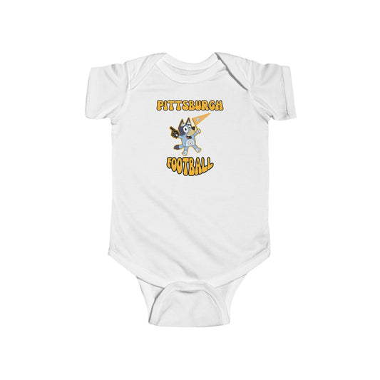 Infant Bluey Design Pittsburgh Steelers Football -Inspired Bodysuit