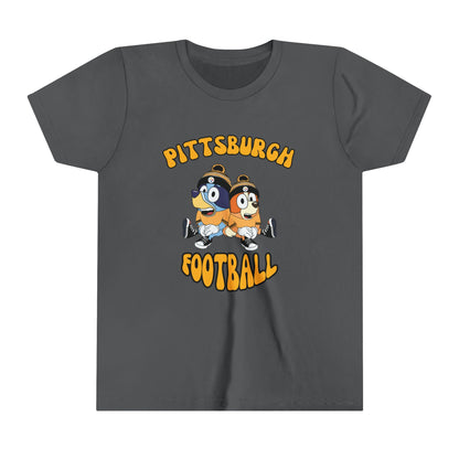 Youth Bluey & Bingo Design Pittsburgh Steelers Football - Inspired T-Shirt