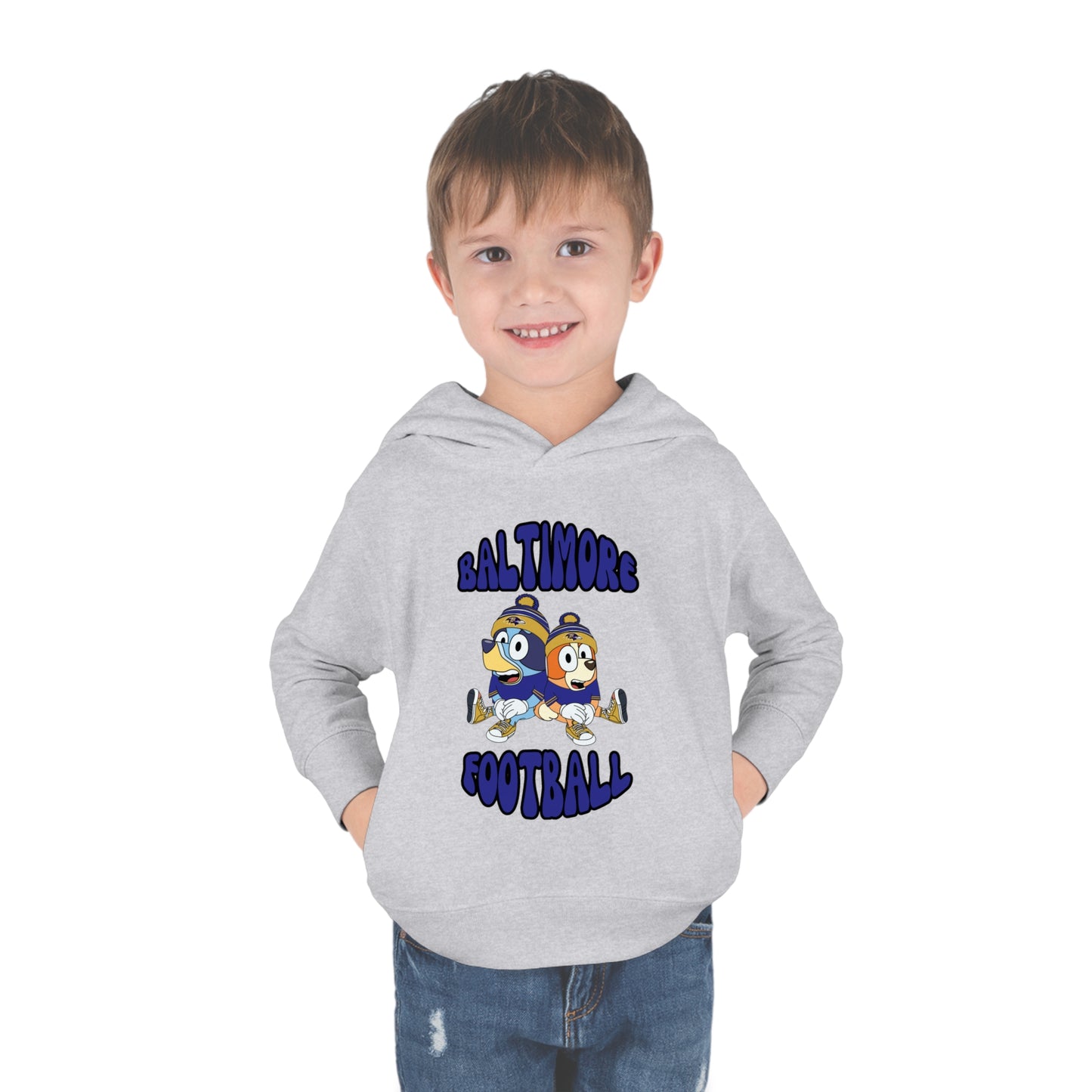 Toddler Bluey & Bingo Design Ravens Football - Inspired Pullover Fleece Hoodie