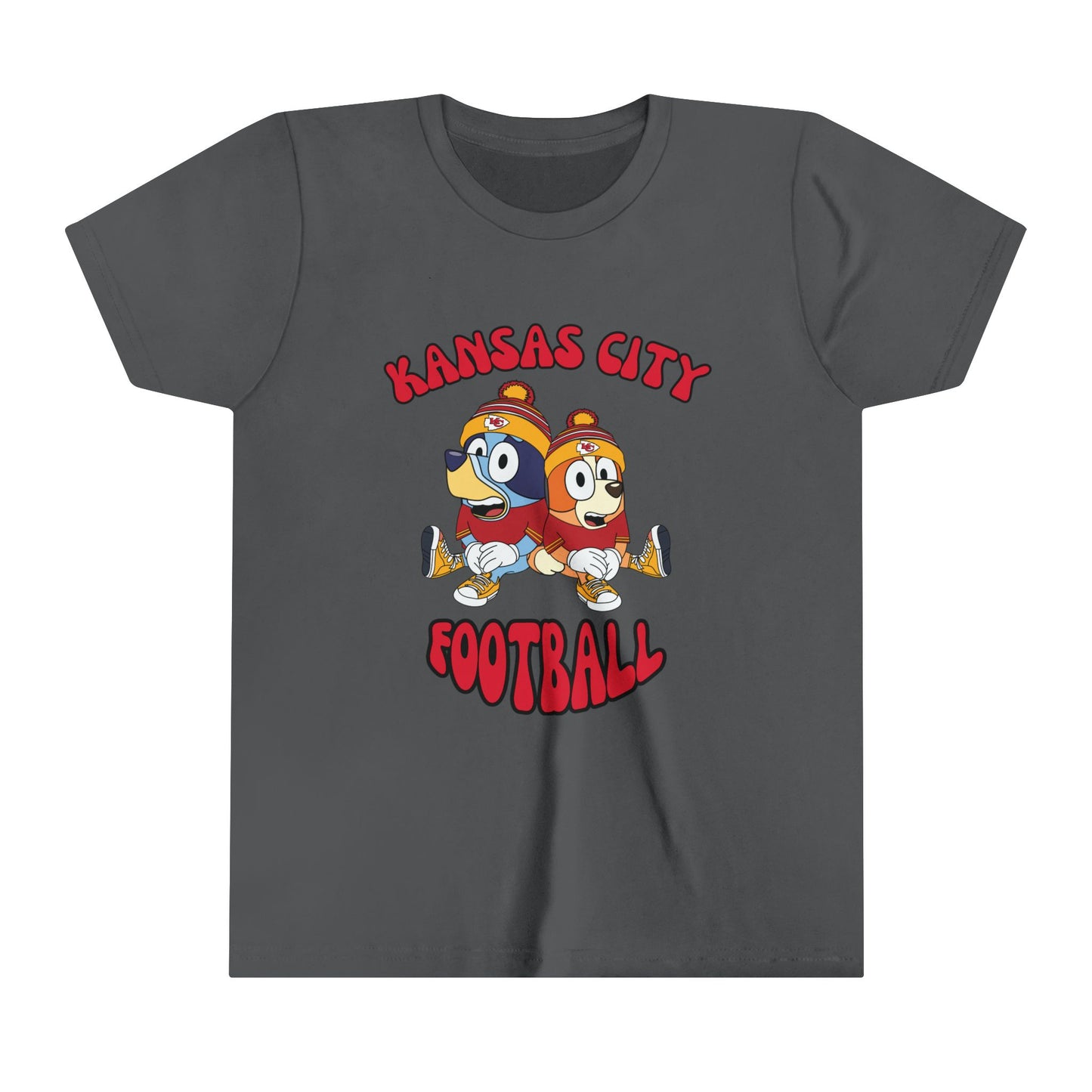 Youth Bluey & Bingo Design Kansas City Chiefs Football - Inspired T-Shirt