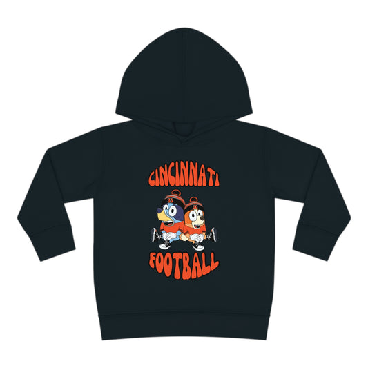 Toddler Bluey & Bingo Design Cincinnati Bengals Football - Inspired Pullover Fleece Hoodie