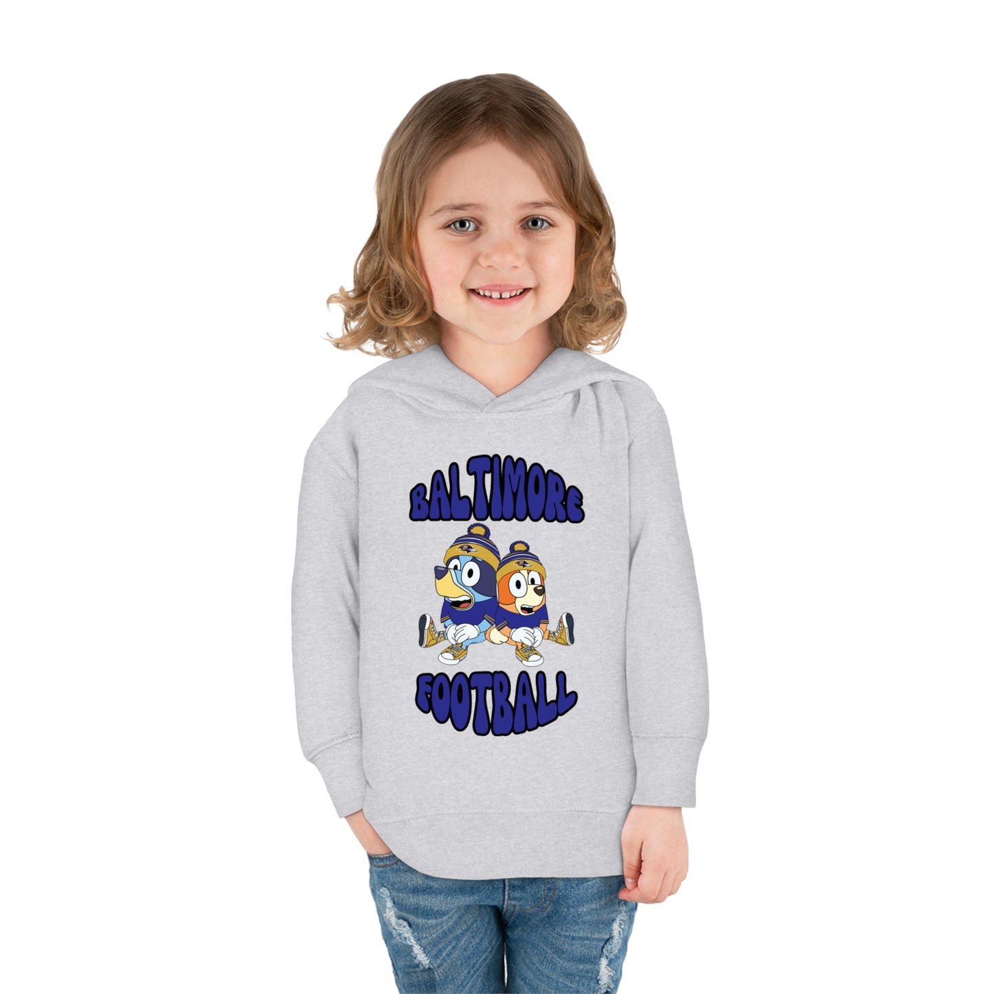 Toddler Bluey & Bingo Design Ravens Football - Inspired Pullover Fleece Hoodie