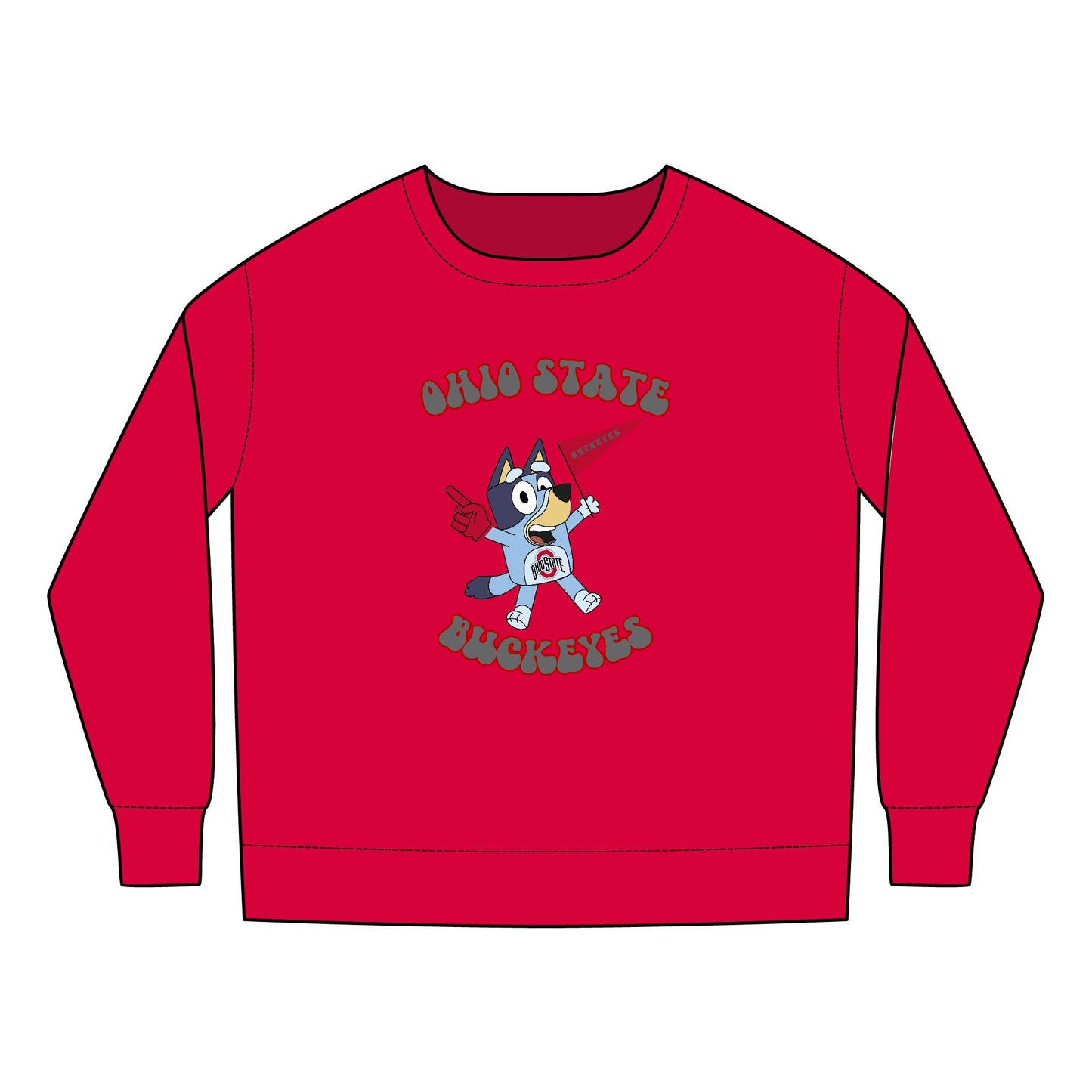 Toddler Bluey Ohio State Football  Crewneck Sweatshirt