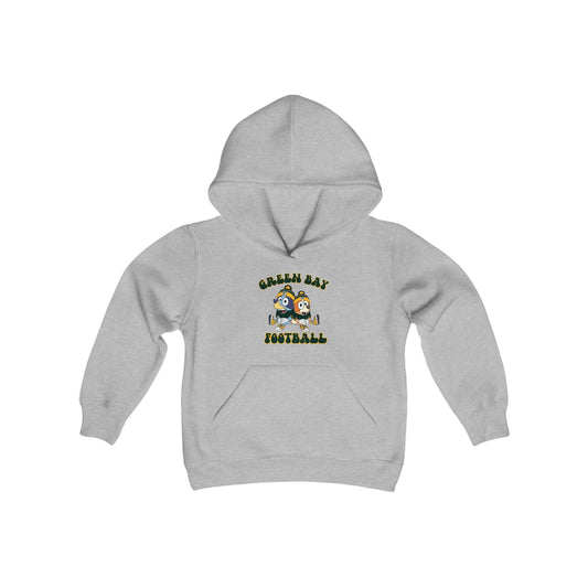 Youth Bluey & Bingo Design Green Bay Football - Inspired Heavy Blend Hooded Sweatshirt