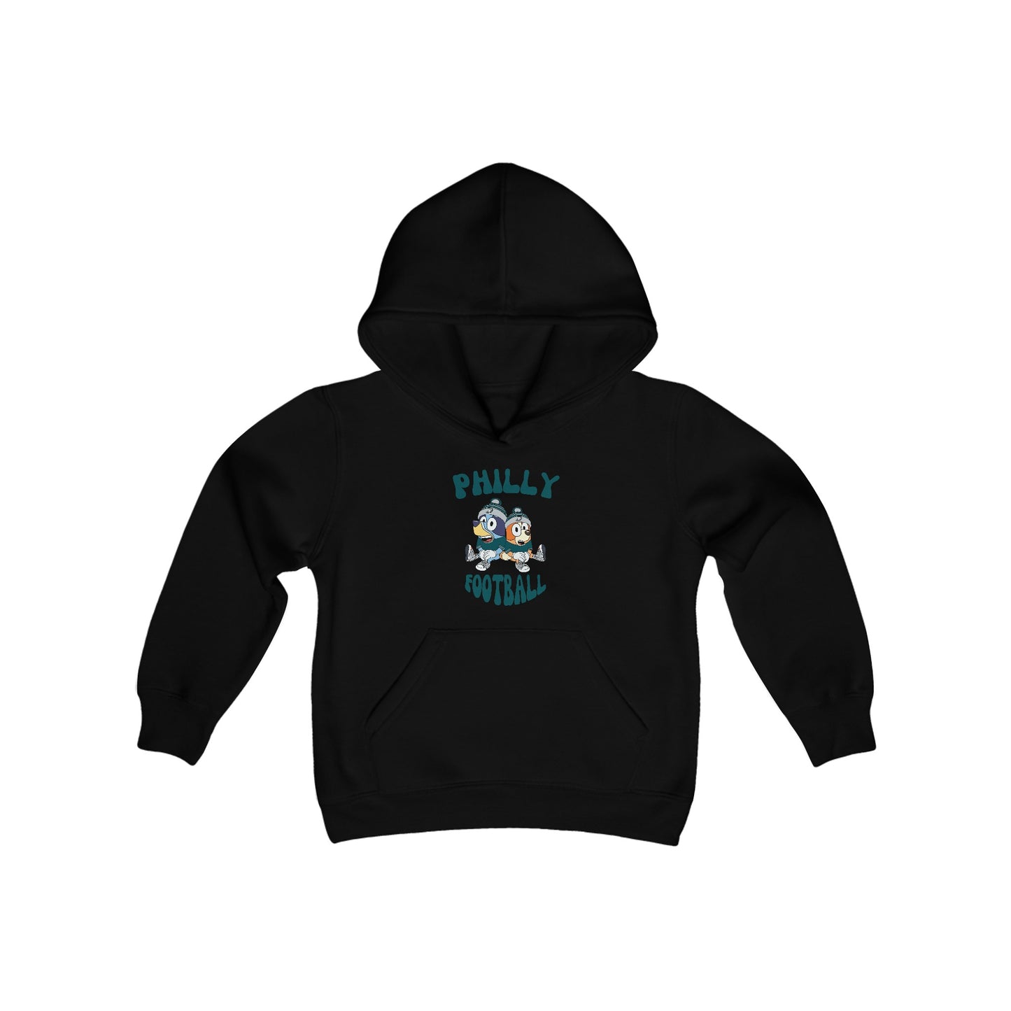 Youth Bluey & Bingo Design Philadelphia Eagles Football - Inspired Heavy Blend Hooded Sweatshirt