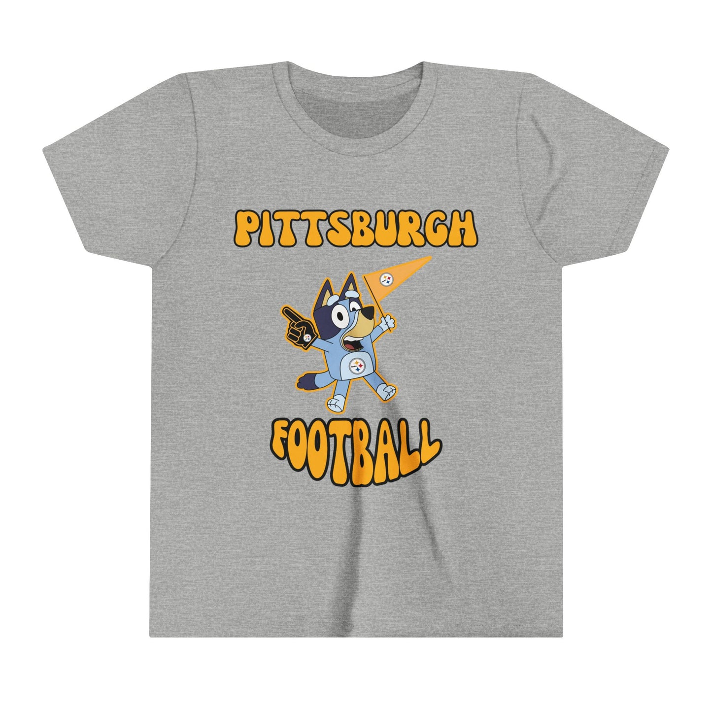 Youth Bluey Design Pittsburgh Steelers Football -Inspired T-Shirt