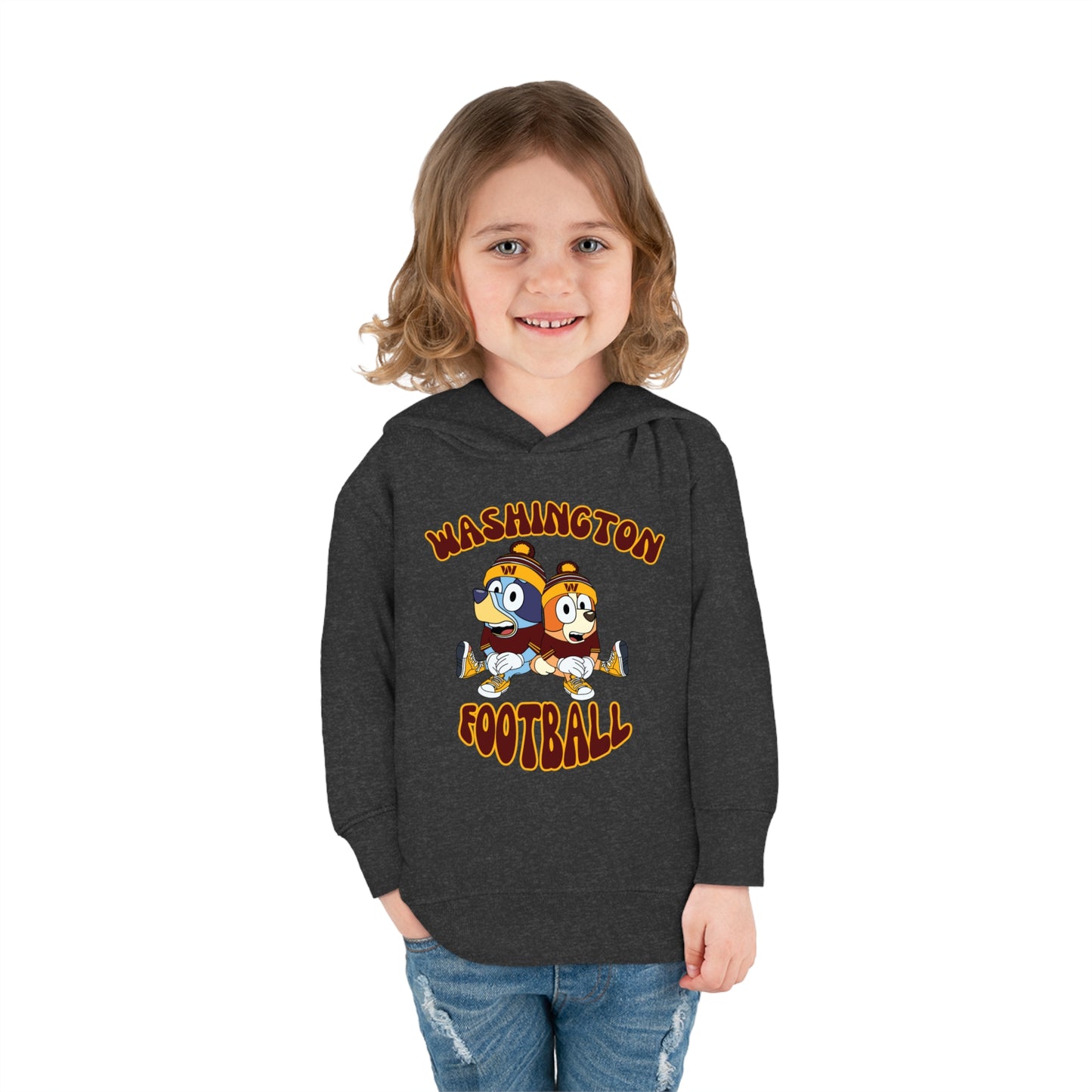 Toddler Bluey & Bingo Design Commanders Football - Inspired Pullover Fleece Hoodie