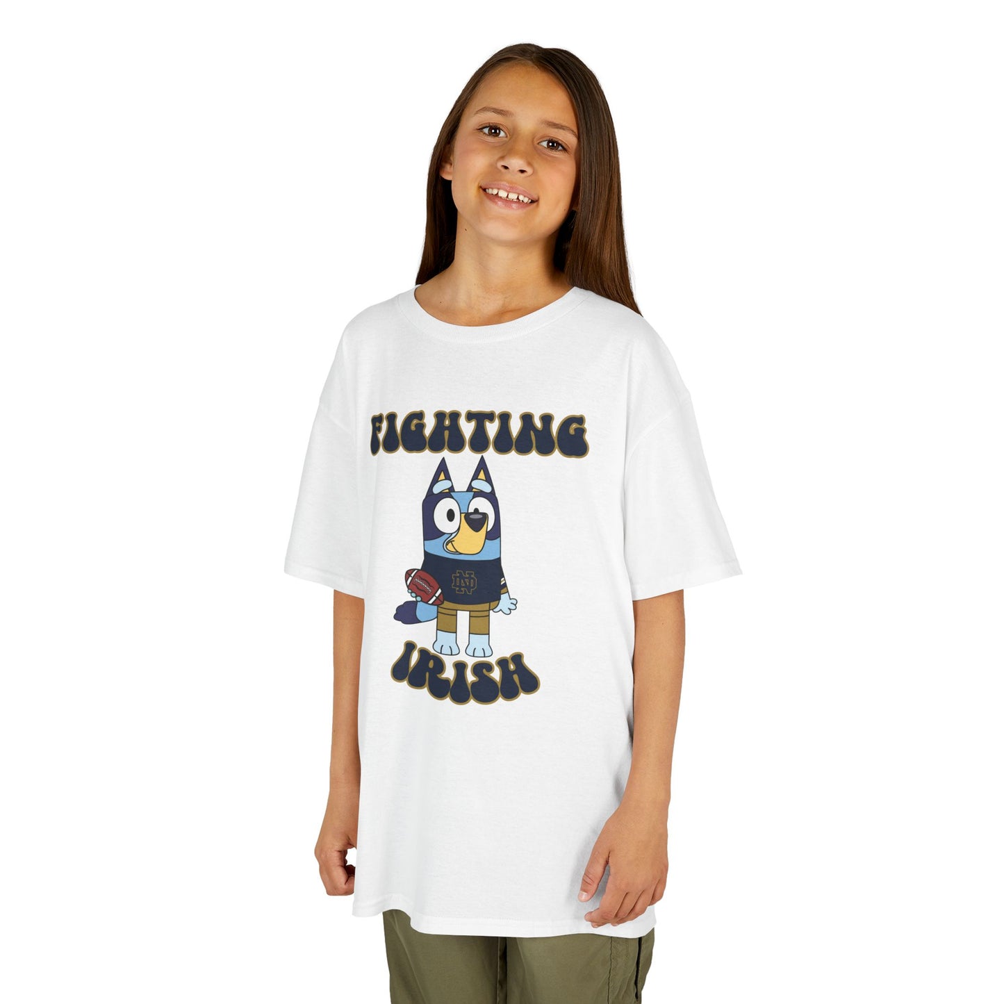 Bluey Fighting Irish Design College Football Youth Tee