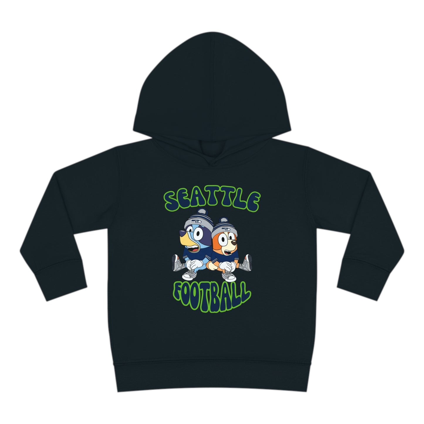 Toddler Bluey & Bingo Design Seahawks Football - Inspired Pullover Fleece Hoodie