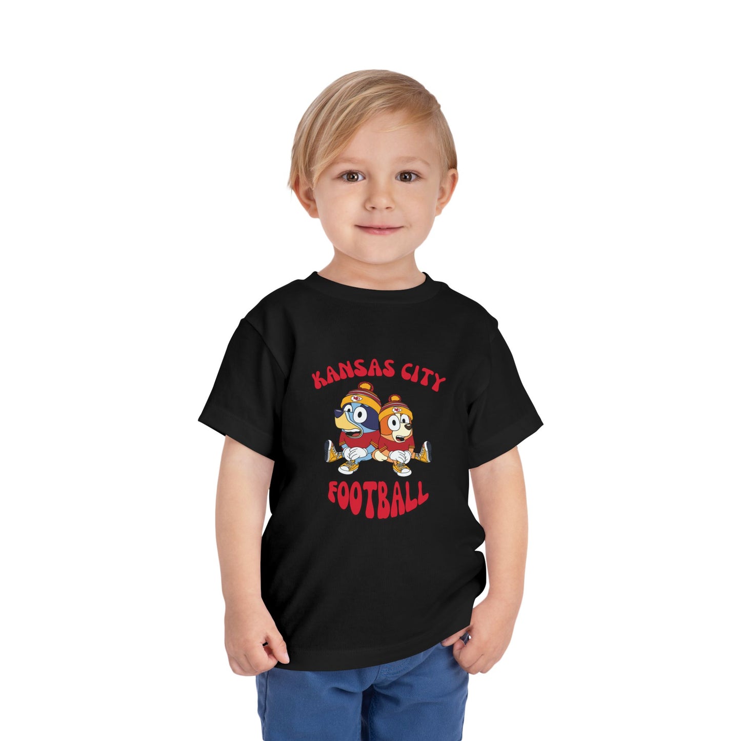 Toddler Bluey & Bingo Design Kansas City Chiefs Football - Inspired T-Shirt