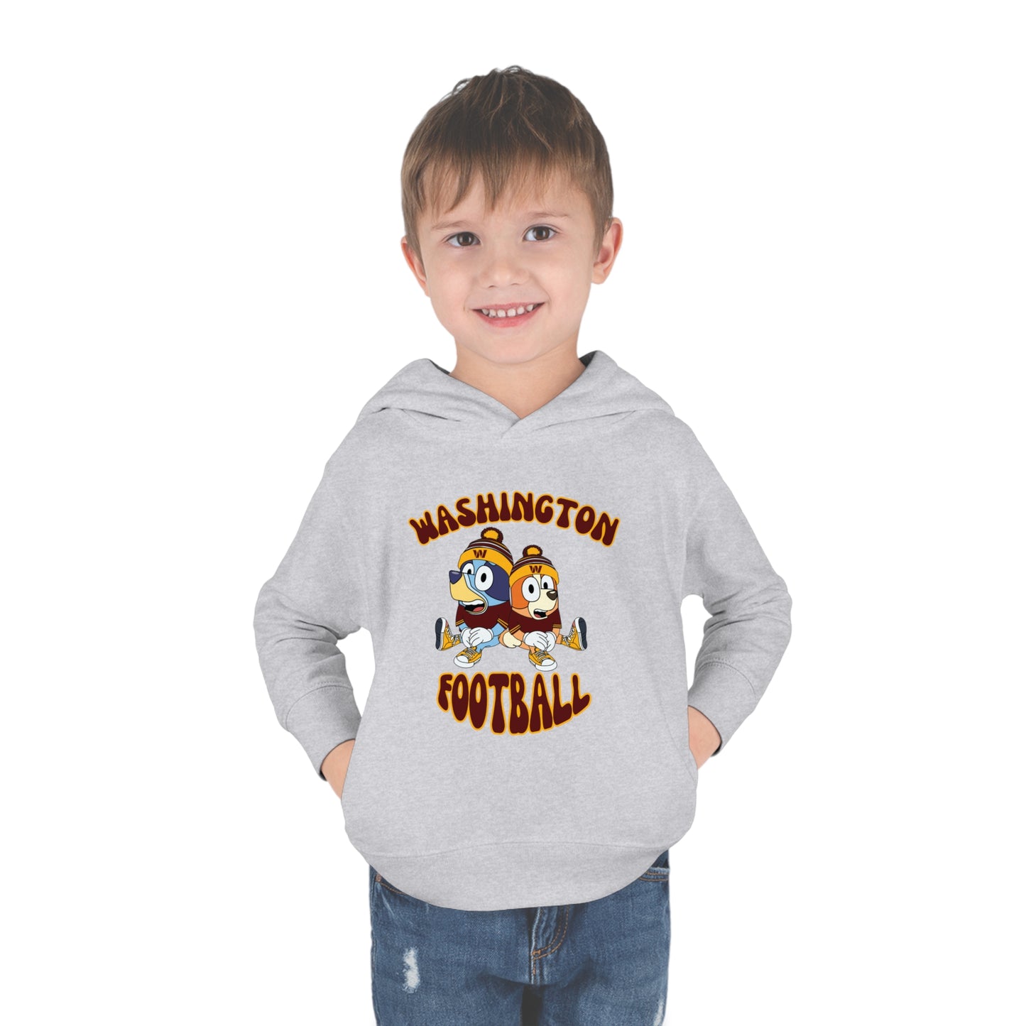 Toddler Bluey & Bingo Design Commanders Football - Inspired Pullover Fleece Hoodie