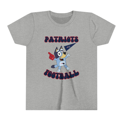 Youth Bluey Design Patriots Football-Inspired T-Shirt