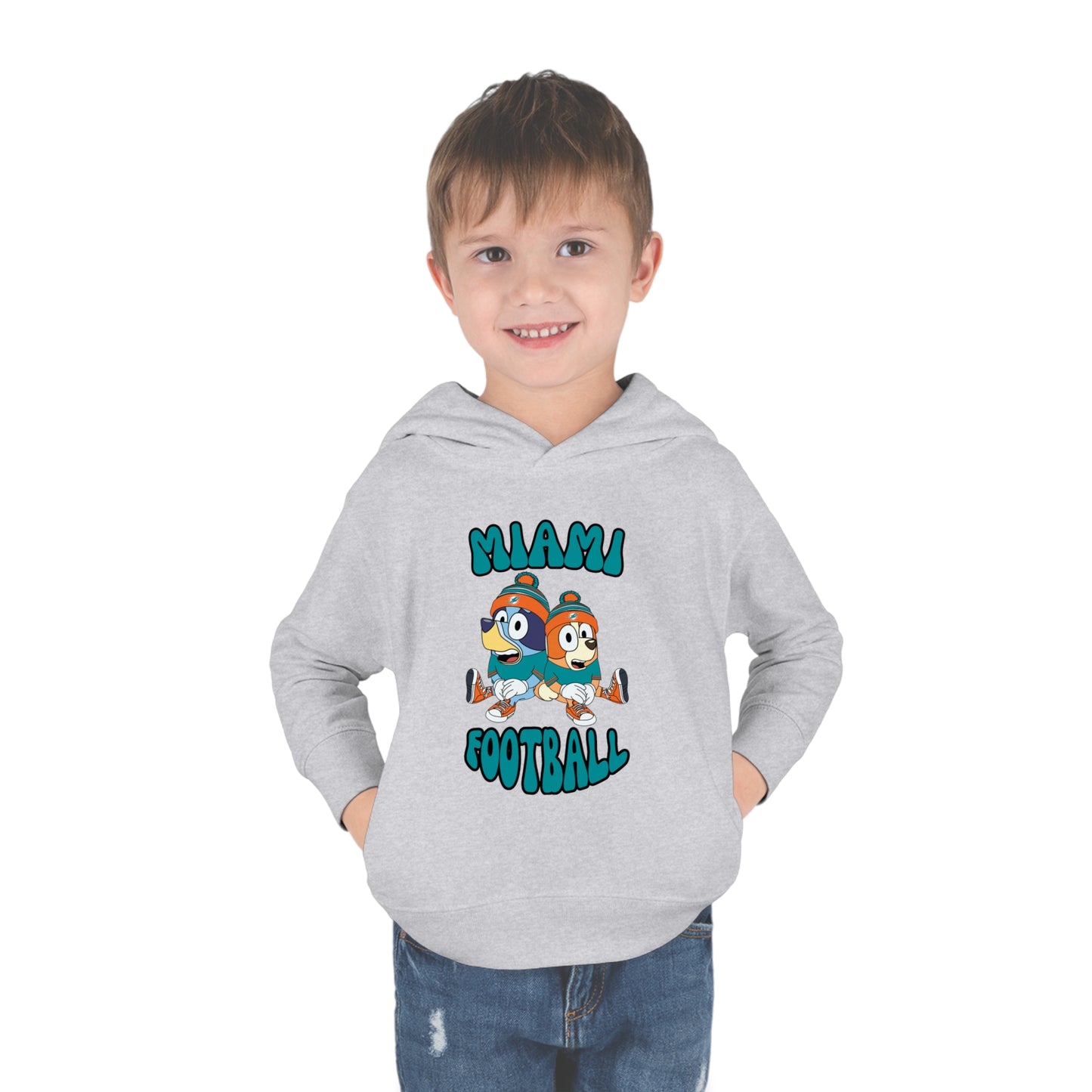 Toddler Bluey & Bingo Design Dolphins Football - Inspired Pullover Fleece Hoodie