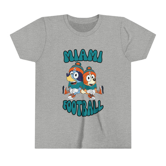 Youth Bluey & Bingo Design Dolphins Football - Inspired T-Shirt