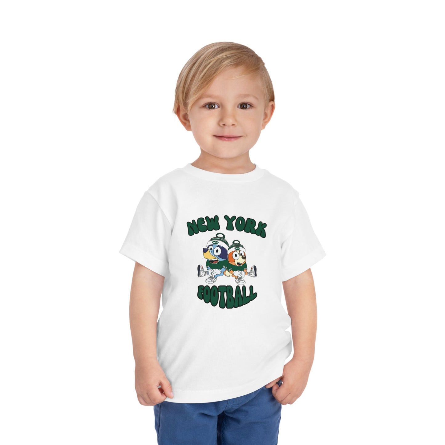 Toddler Bluey & Bingo Design New York Jets Football - Inspired T-Shirt