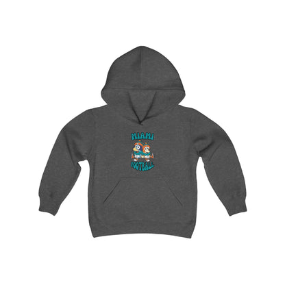 Youth Bluey & Bingo Design Dolphins Football - Inspired Heavy Blend Hooded Sweatshirt