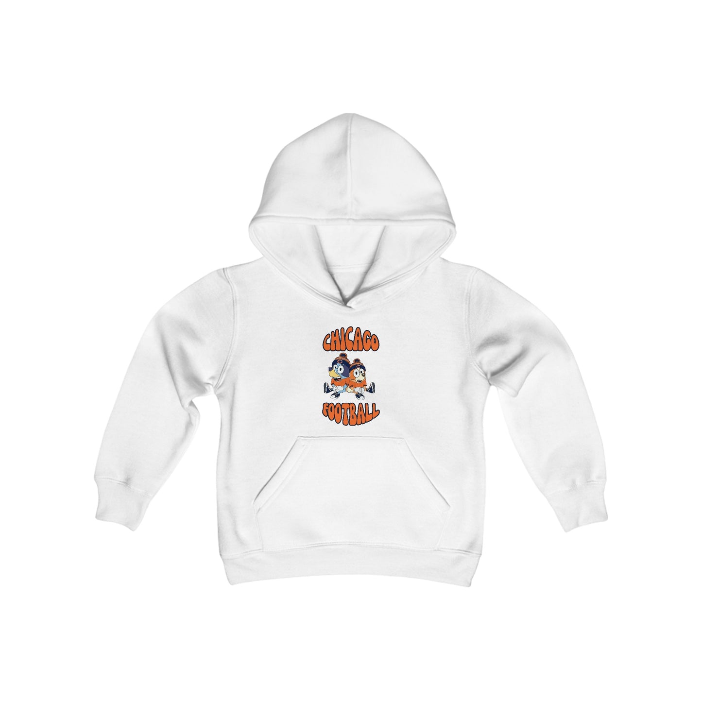 Youth Bluey & Bingo Design Bears Football - Inspired Heavy Blend Hooded Sweatshirt