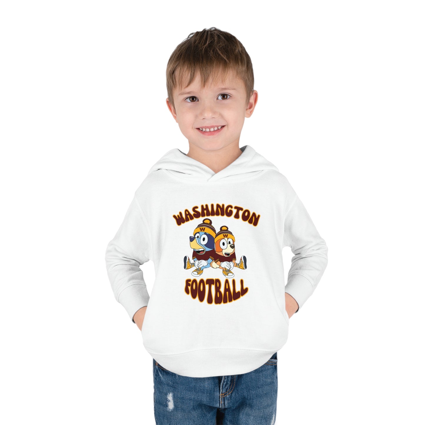 Toddler Bluey & Bingo Design Commanders Football - Inspired Pullover Fleece Hoodie