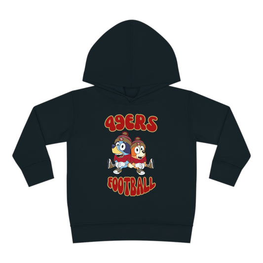 Toddler Bluey & Bingo Design 49ERS Football - Inspired Pullover Fleece Hoodie