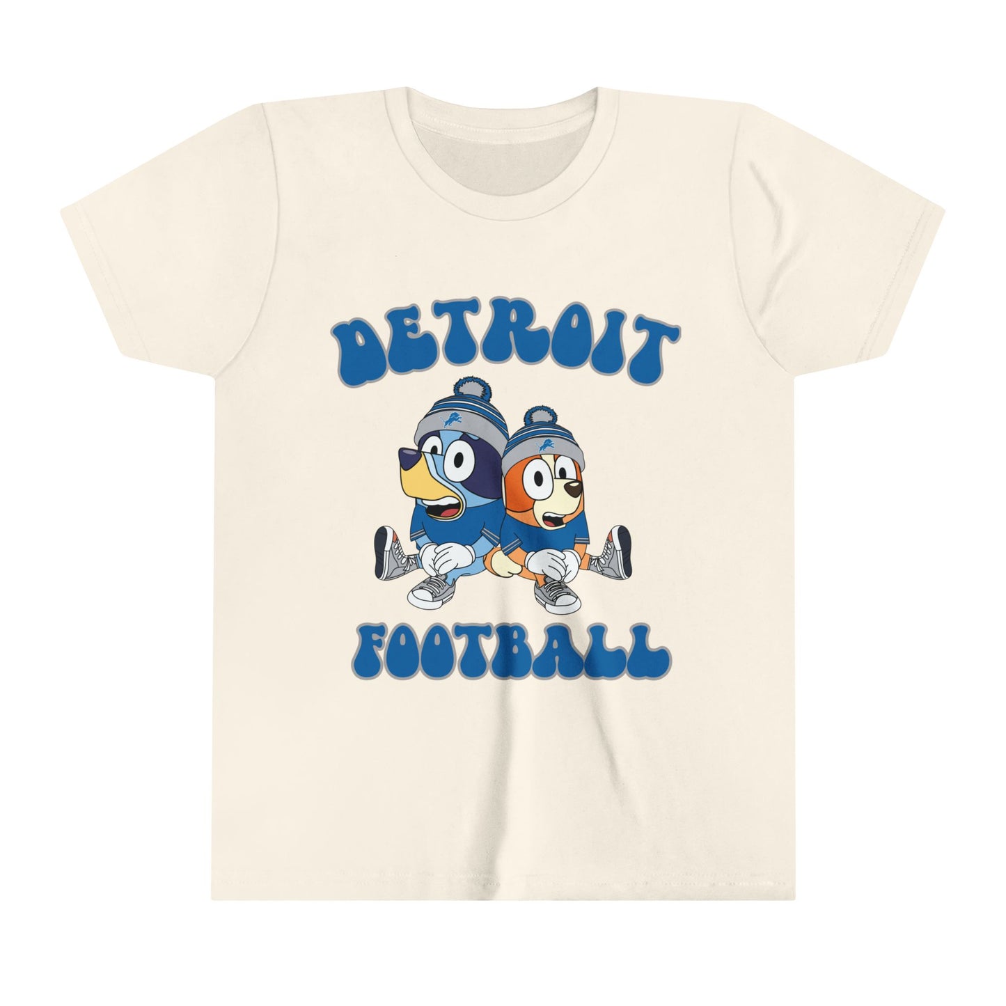 Youth Bluey & Bingo Design Detroit Lions Football - Inspired T-Shirt