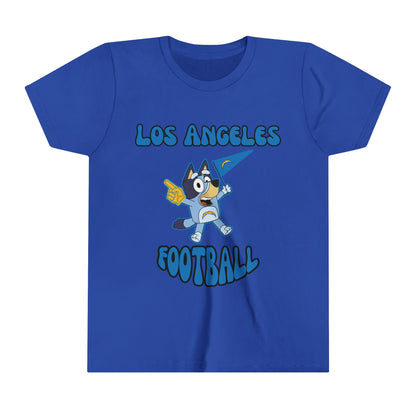 Youth Bluey Design Las Angeles Chargers Football -Inspired T-Shirt