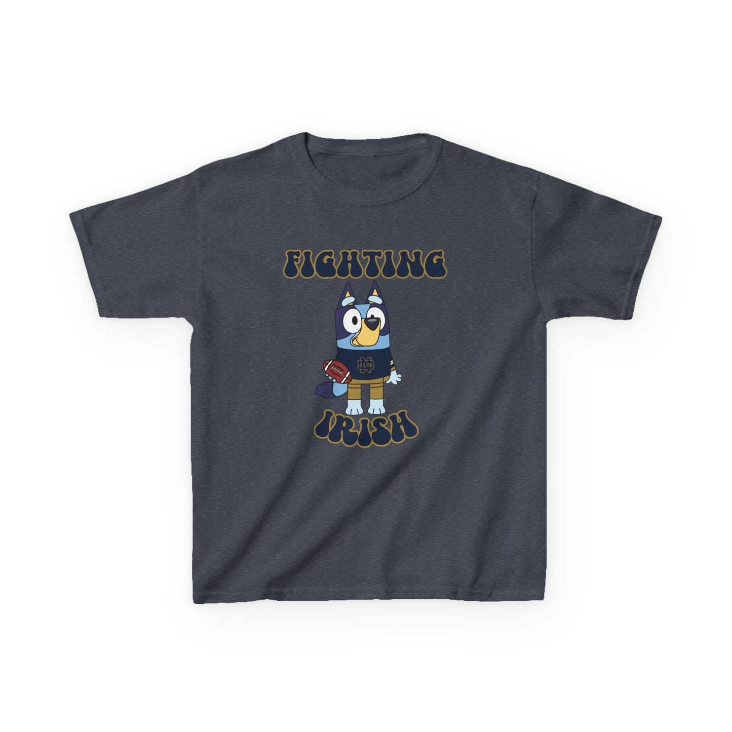 Bluey Fighting Irish Design College Football Youth Tee