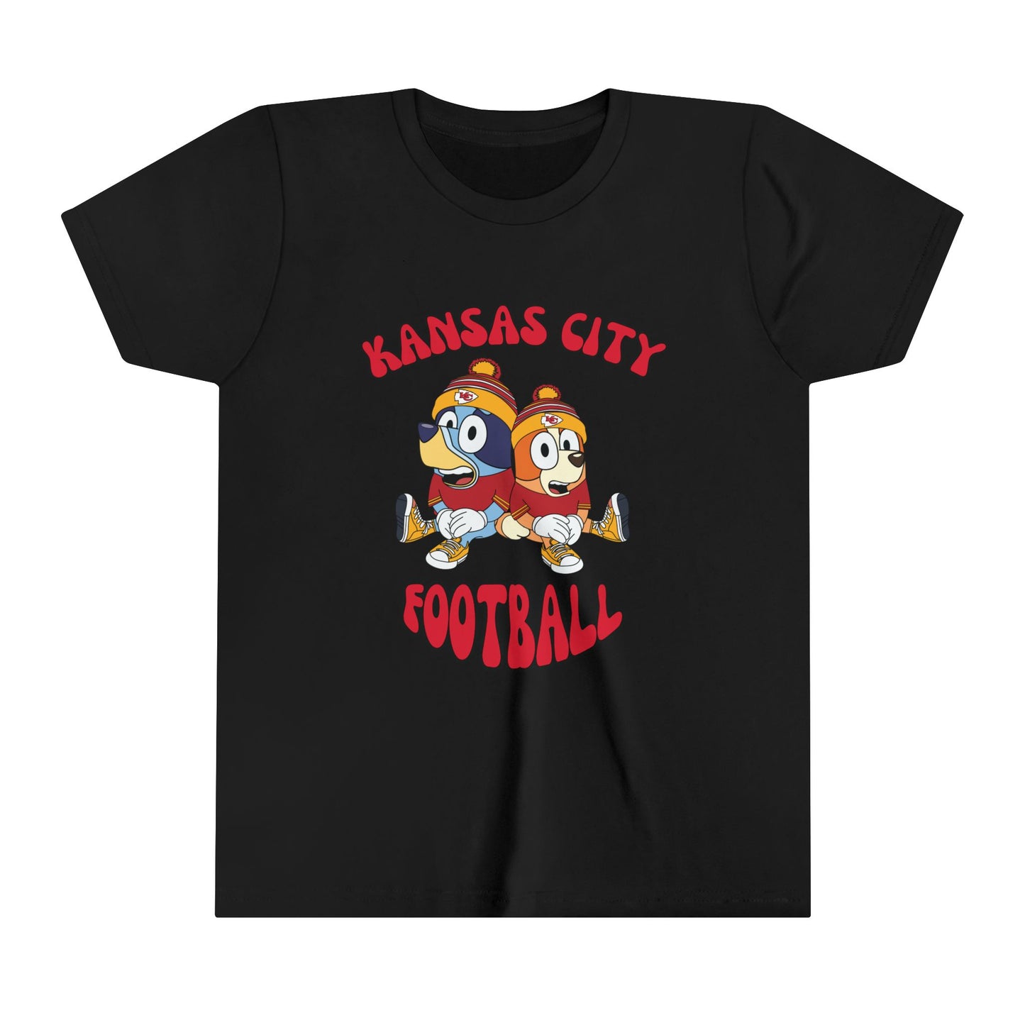 Youth Bluey & Bingo Design Kansas City Chiefs Football - Inspired T-Shirt