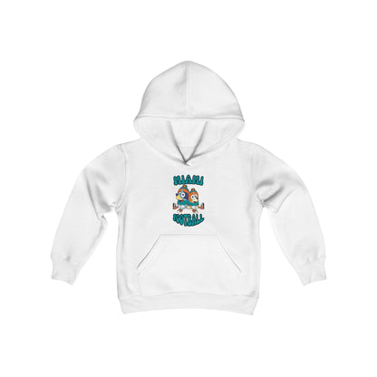 Youth Bluey & Bingo Design Dolphins Football - Inspired Heavy Blend Hooded Sweatshirt