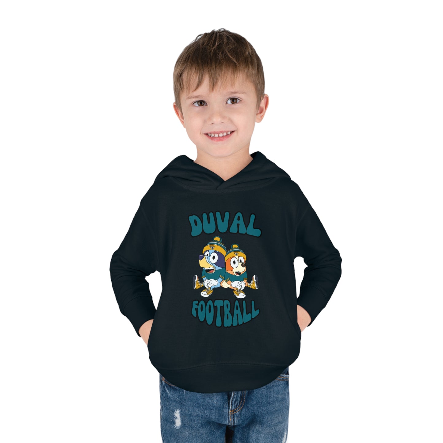 Toddler Bluey & Bingo Design Jaguars Football - Inspired Pullover Fleece Hoodie