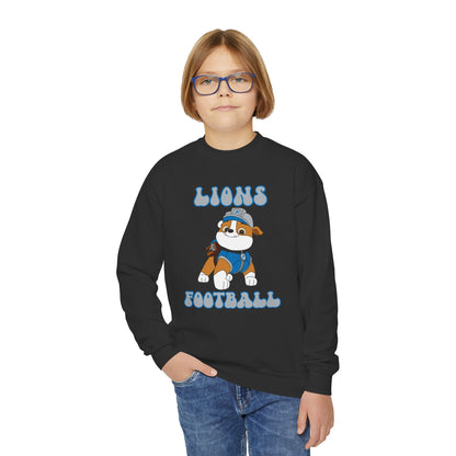 Rubble Paw Patrol Lions Football Youth Crewneck Sweatshirt