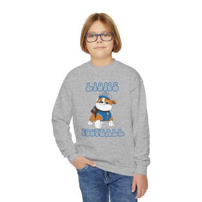 Rubble Paw Patrol Lions Football Youth Crewneck Sweatshirt