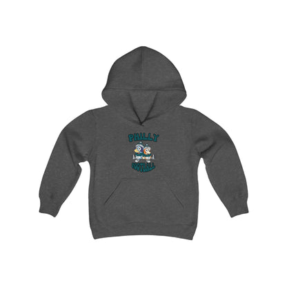 Youth Bluey & Bingo Design Philadelphia Eagles Football - Inspired Heavy Blend Hooded Sweatshirt