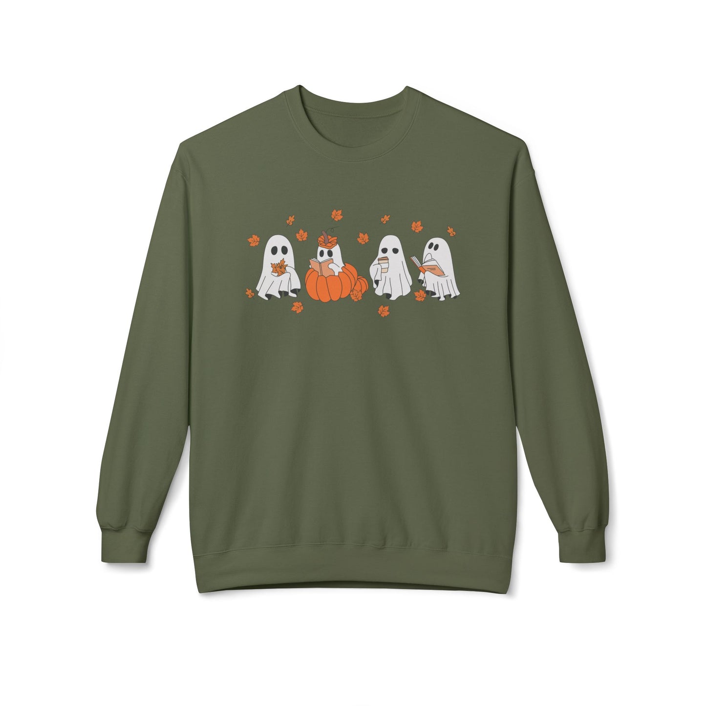 Halloween Spooky Book Lover Crewneck Sweatshirt – Comfort & Style for Spooky Season