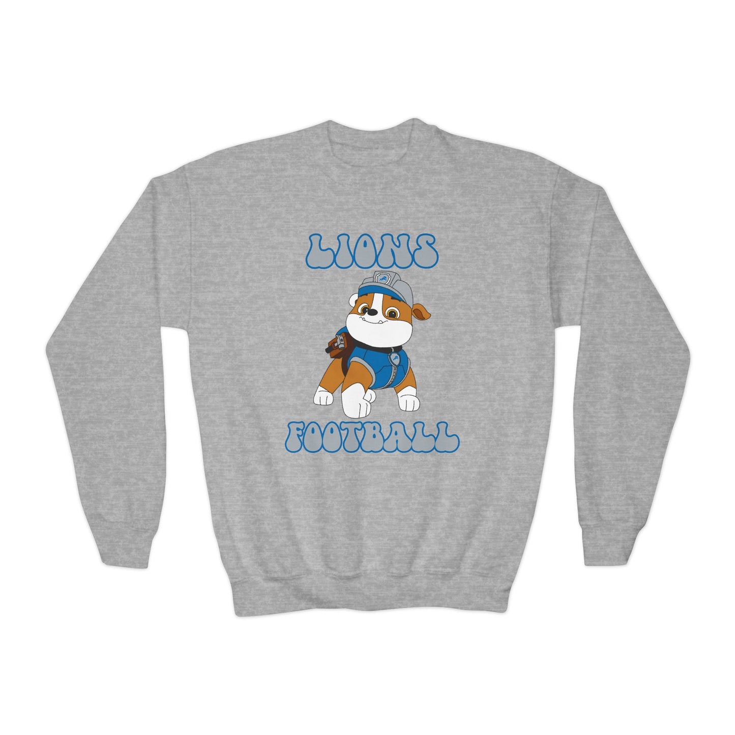 Rubble Paw Patrol Lions Football Youth Crewneck Sweatshirt