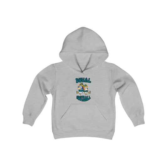 Youth Bluey & Bingo Design Jaguars Football - Inspired Heavy Blend Hooded Sweatshirt