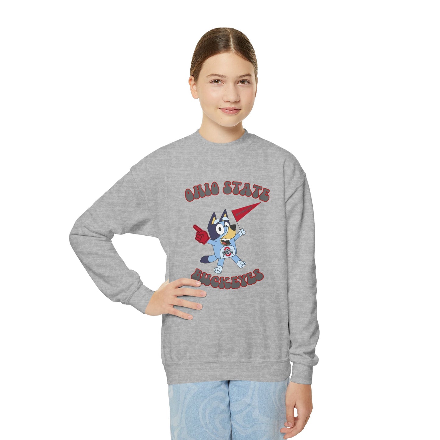 Youth Bluey Ohio State Football Crewneck Sweatshirt